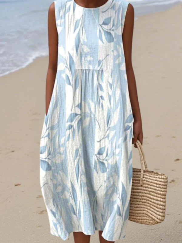 Ivy | Vestido Midi com Estampa de Folhas