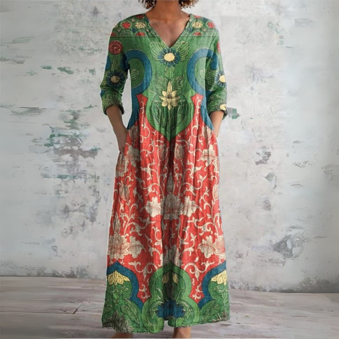 Sophia | Vestido largo vintage con estampado floral