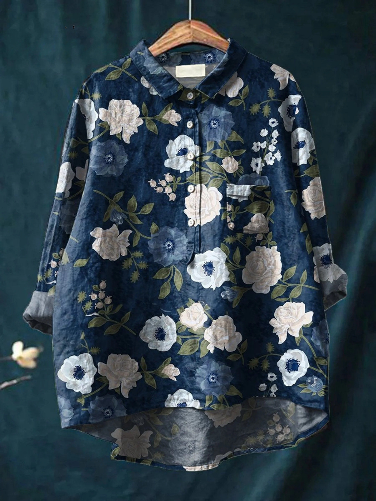 Lauren | Camisa casual para mujer con estampado floral artístico