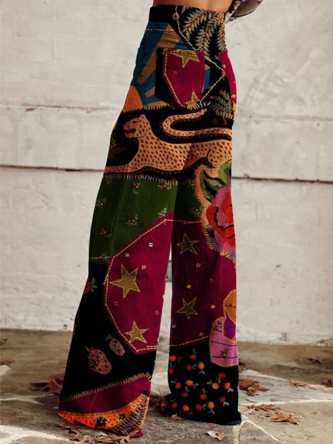Olivia | Pantalones estampados coloridos de pierna ancha