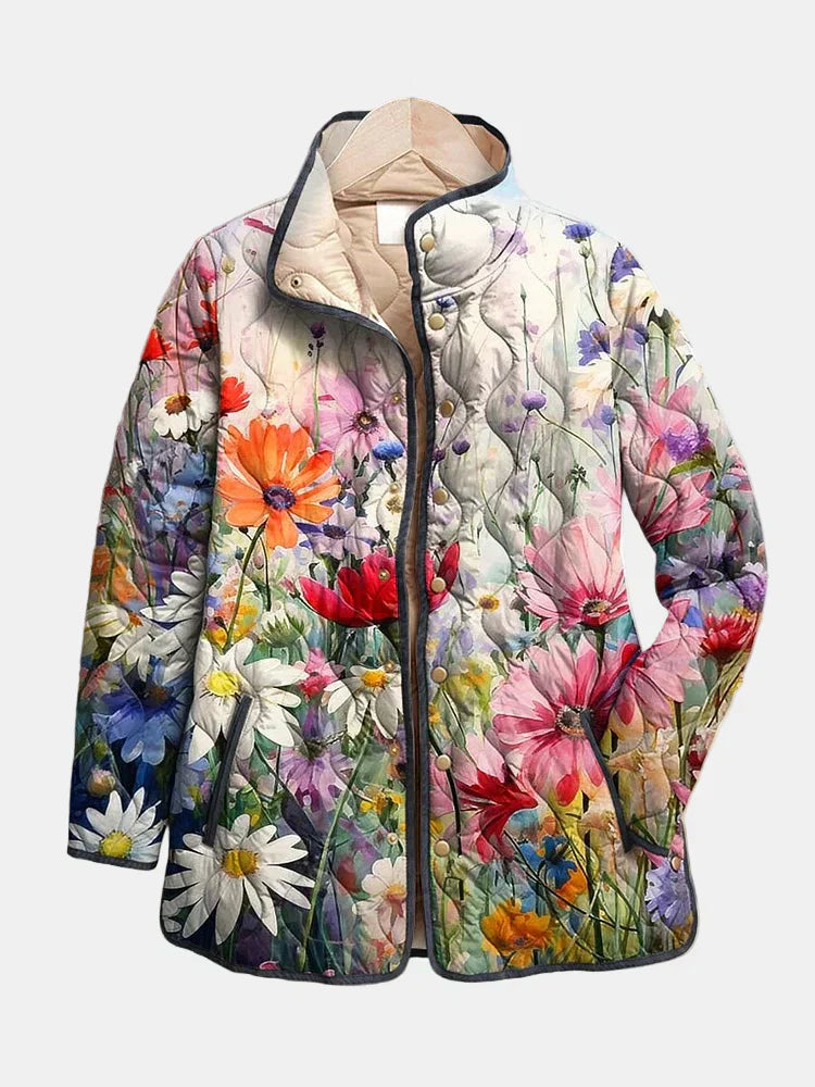 Kaia | Charmerende vintage quiltet jakke med blomsterprint
