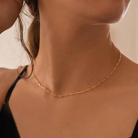 Lagopdelt rubinhalskæde med paperclip-led | Guld