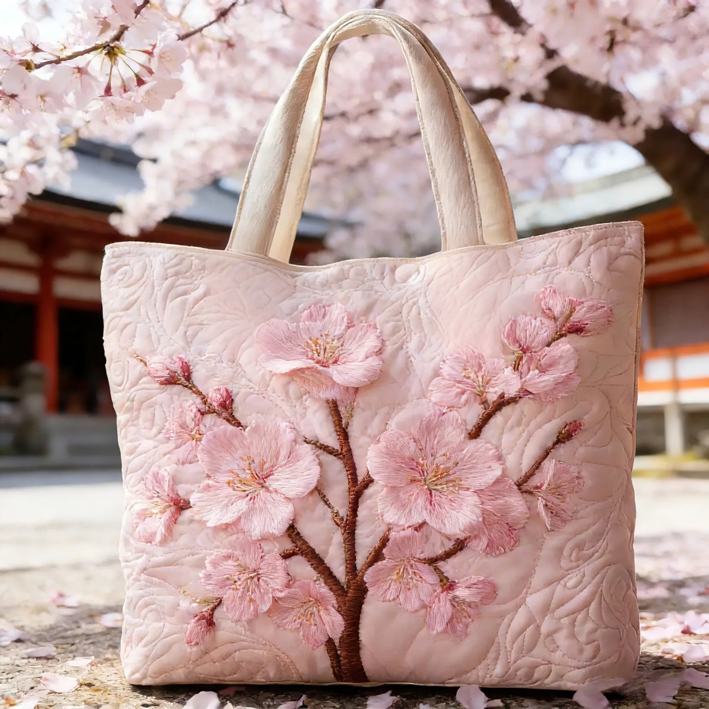 Blossom Serenity | Håndlavet quiltet taske