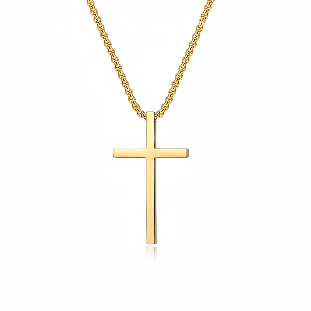 Collar con cruz de bisel | Oro