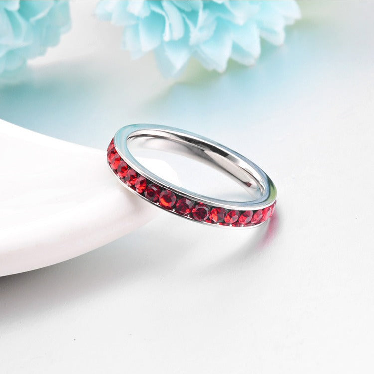 Anillo de banda de eternidad con rubí | Oro blanco