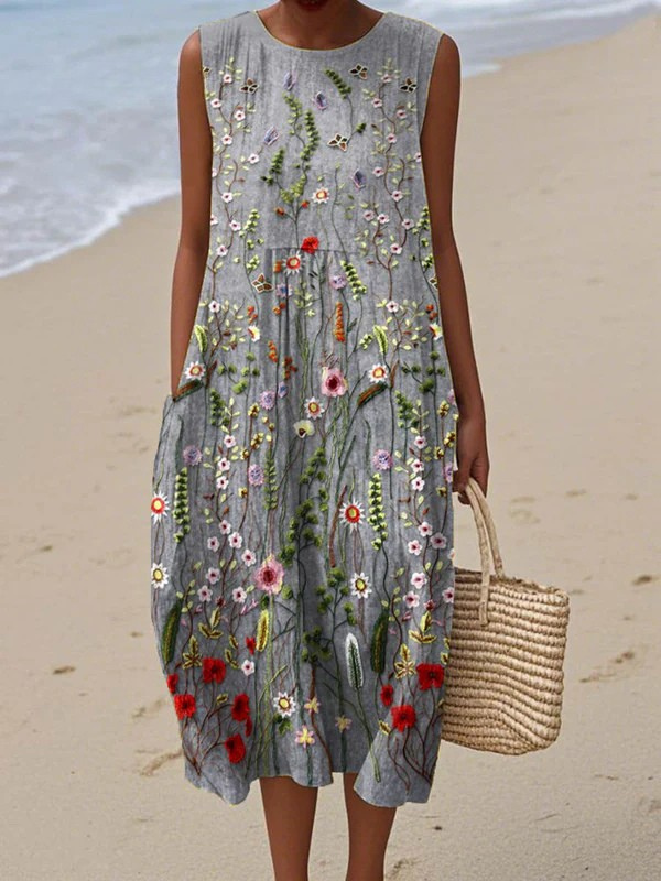 Nora | Wildblumen Midikleid