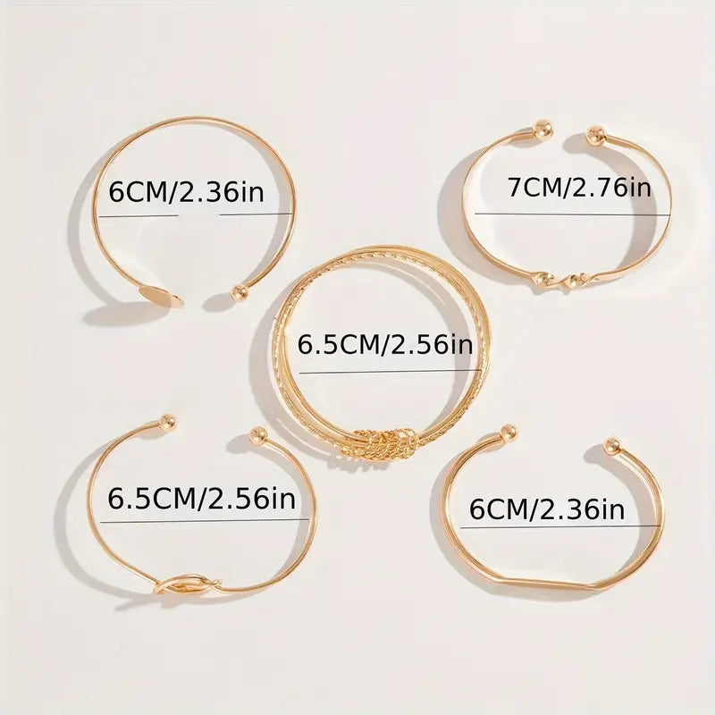 Juego de pulseras de elegancia anudada | Dorado