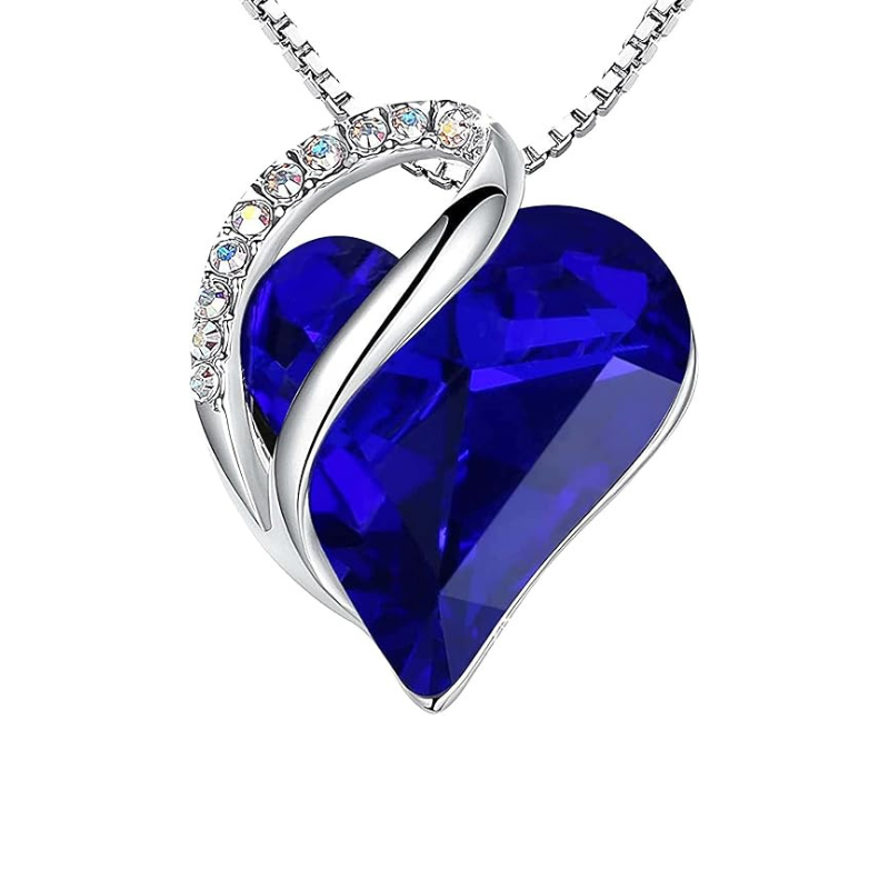 Collar de zafiro con corazón infinito | Oro blanco