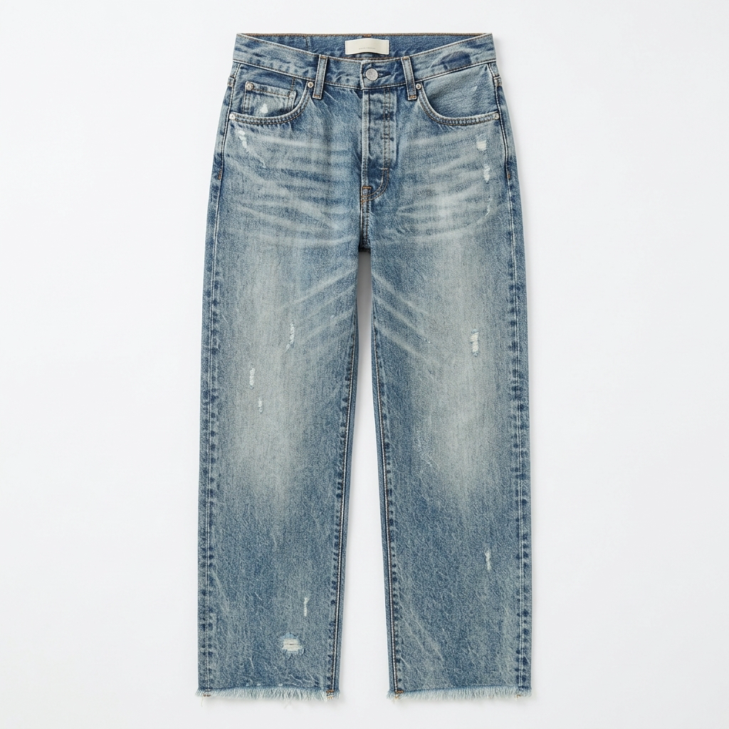 Jimena | Retro Fringed Cropped Straight Leg Jeans