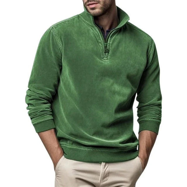 Men's fleece sweater | Warm pullover with quarter zip and modern fit