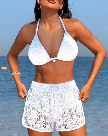 Laluna | Elegant bikini sæt i ensfarvet blonder