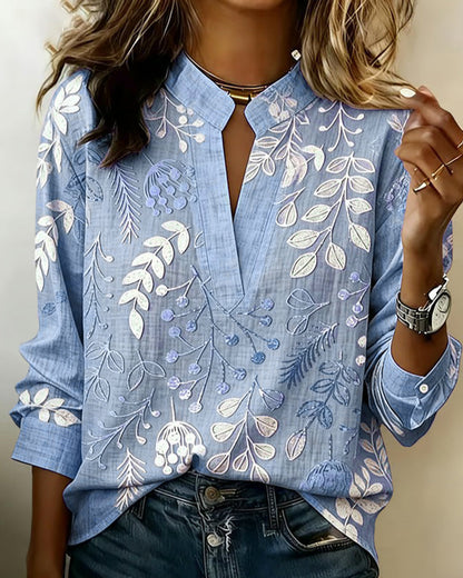 Brielle | Soft-Touch Floral V-Neck Blouse