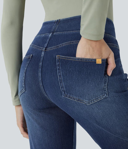 Vaqueros informales de corte bootcut, de talle alto, con bolsillos y lavado Premium Wash™
