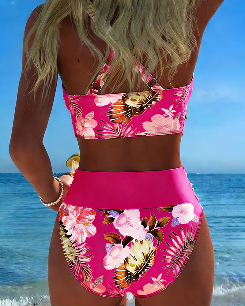 Violeta | Bikini con Estampado Floral en Contraste y Recorte