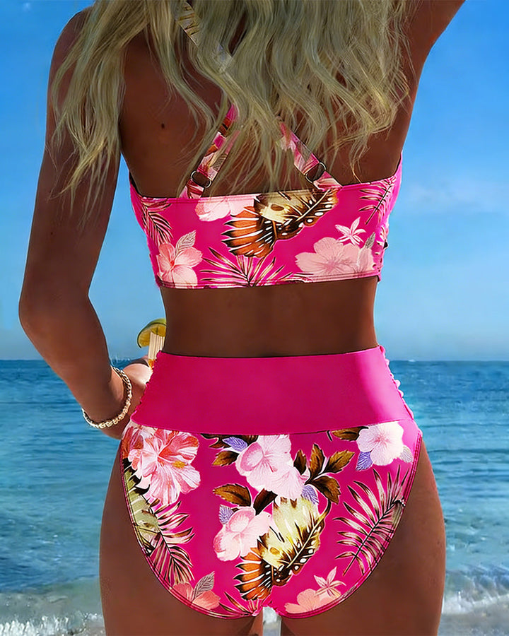 Violeta | Bikini con Estampado Floral en Contraste y Recorte