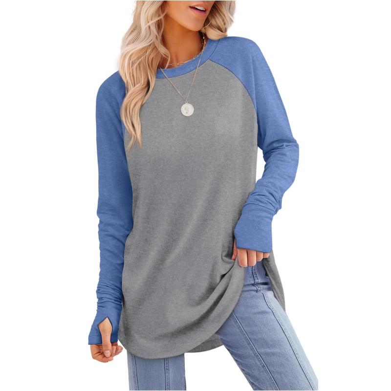 MIRA™ - Blusa de manga larga para mujer con abertura para el pulgar y dobladillo curvo
