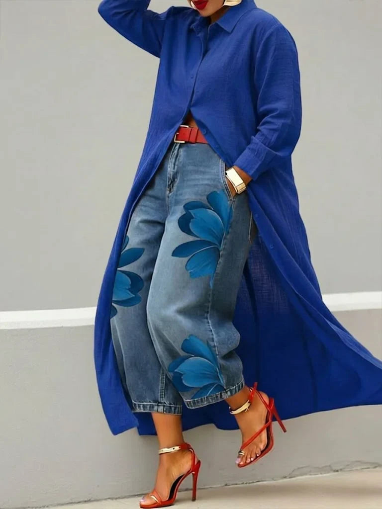Analie - Elegant Floral Jeans