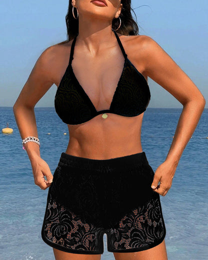 Laluna | Elegant bikini sæt i ensfarvet blonder