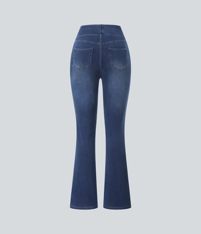 Vaqueros informales de corte bootcut, de talle alto, con bolsillos y lavado Premium Wash™