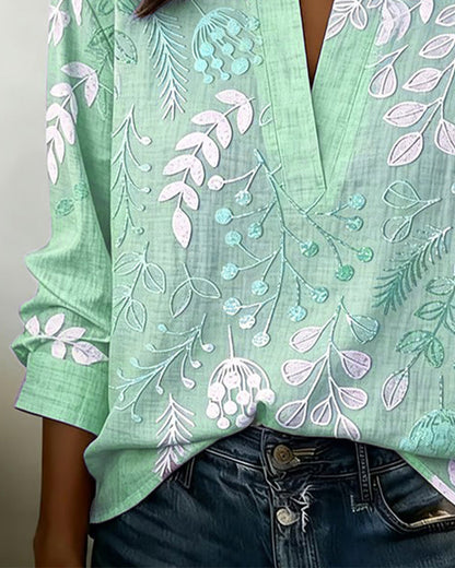 Brielle | Soft-Touch Floral V-Neck Blouse