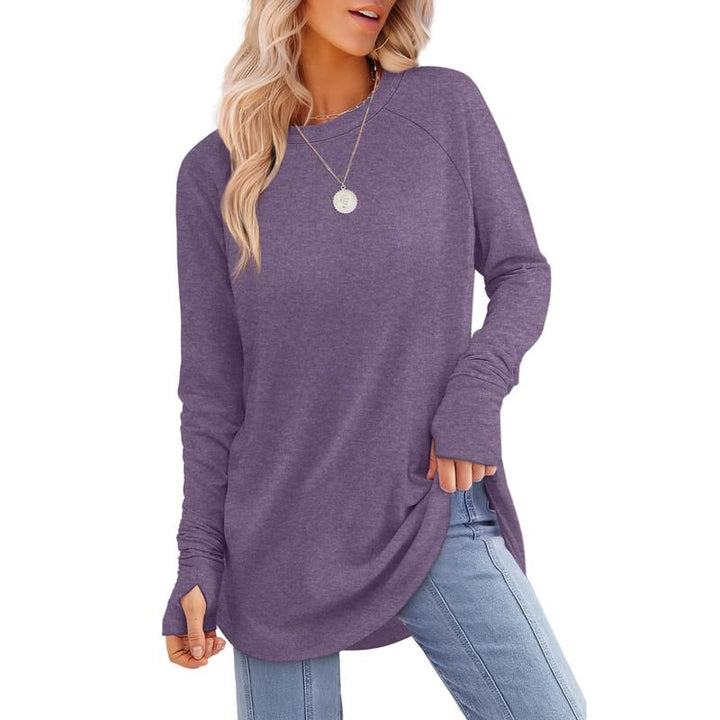 MIRA™ - Blusa de manga larga para mujer con abertura para el pulgar y dobladillo curvo