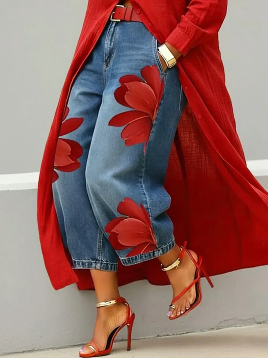 Analie - Elegant Floral Jeans