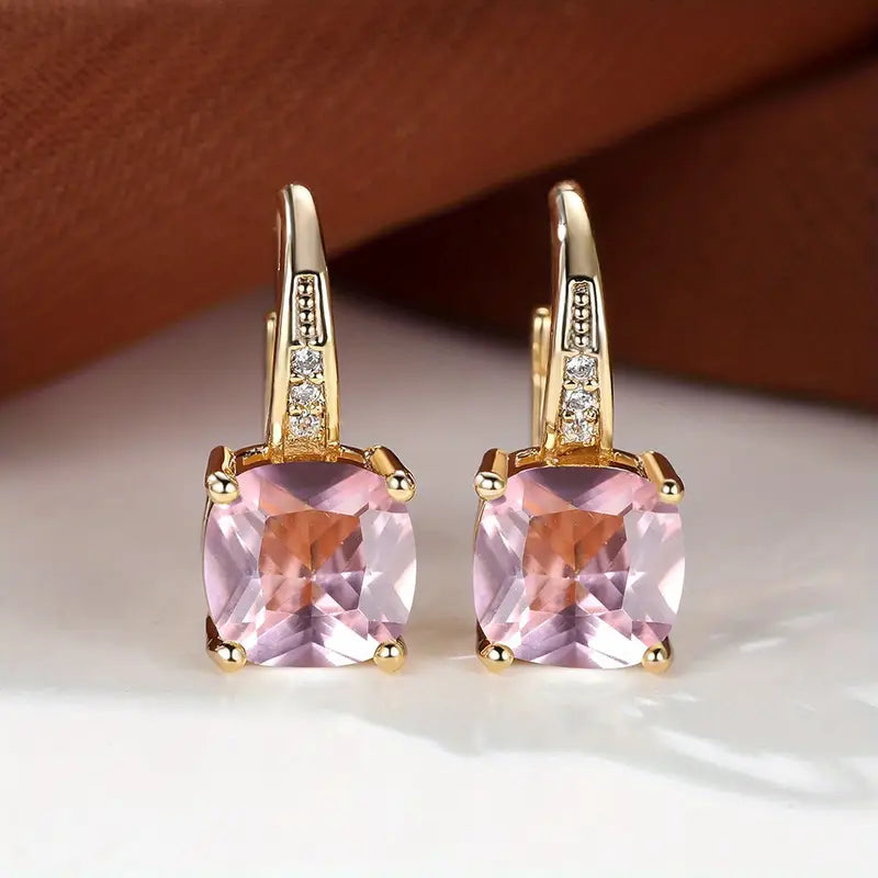 Brincos de argola com pedra de safira mística | Dourado