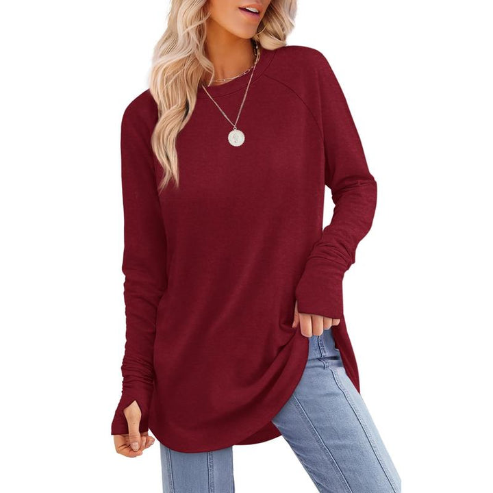 MIRA™ - Blusa de manga larga para mujer con abertura para el pulgar y dobladillo curvo
