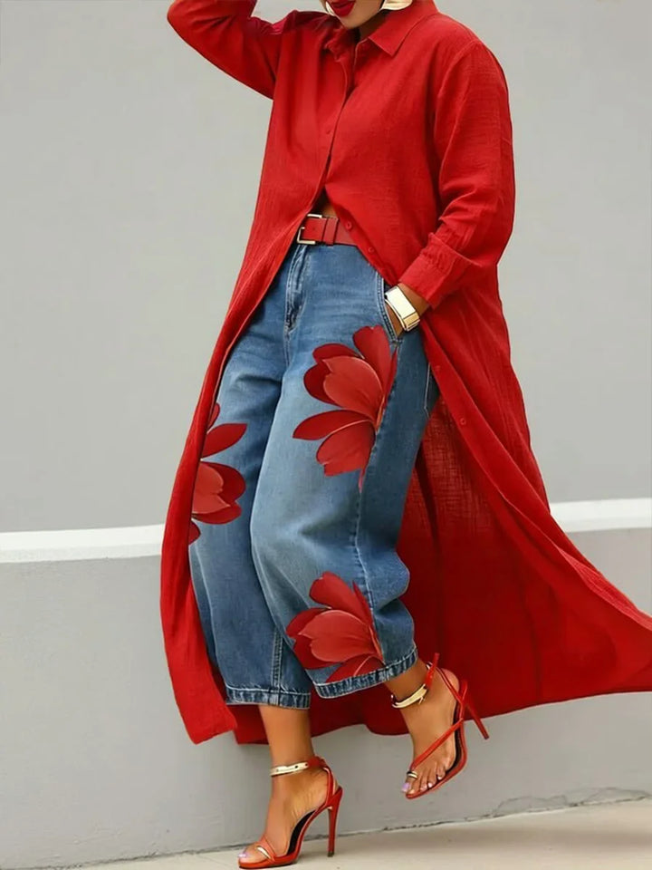Analie - Elegant Floral Jeans