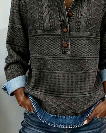 Dolores | Trendy sweatshirt med halv knaplukning og krave