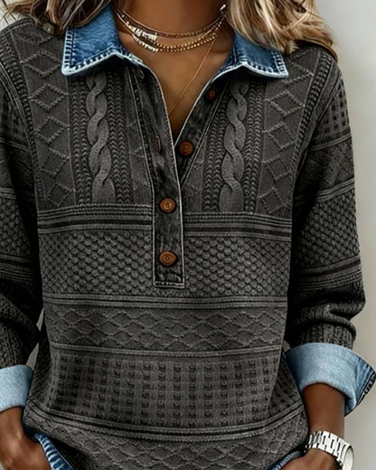 Dolores | Trendy sweatshirt med halv knaplukning og krave
