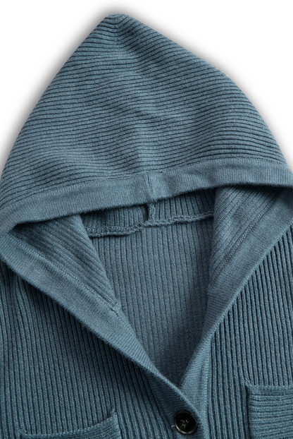 Vestido longo de tricô feminino com capuz e corte ajustado MDA1451H6Y