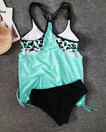 August | Ensfarvet tankini med leopardprint