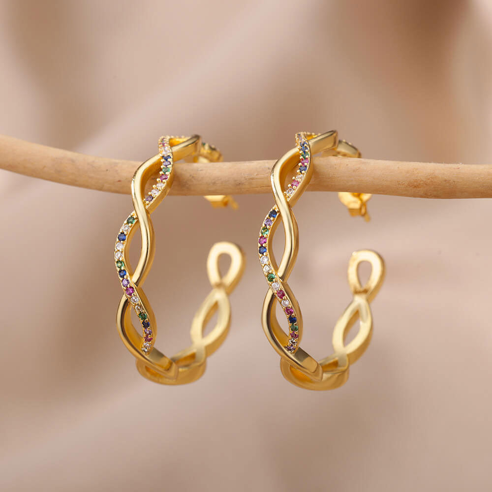 Julenyssa | Brincos Wave em Ouro 18K