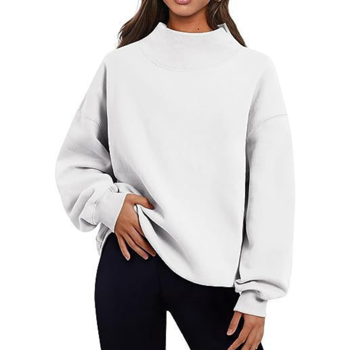 LESLY™ - Sudadera de cuello alto extragrande para mujer, manga larga, tipo pulóver