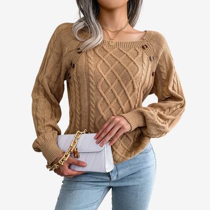 Meli™ sweater med knappedetalje