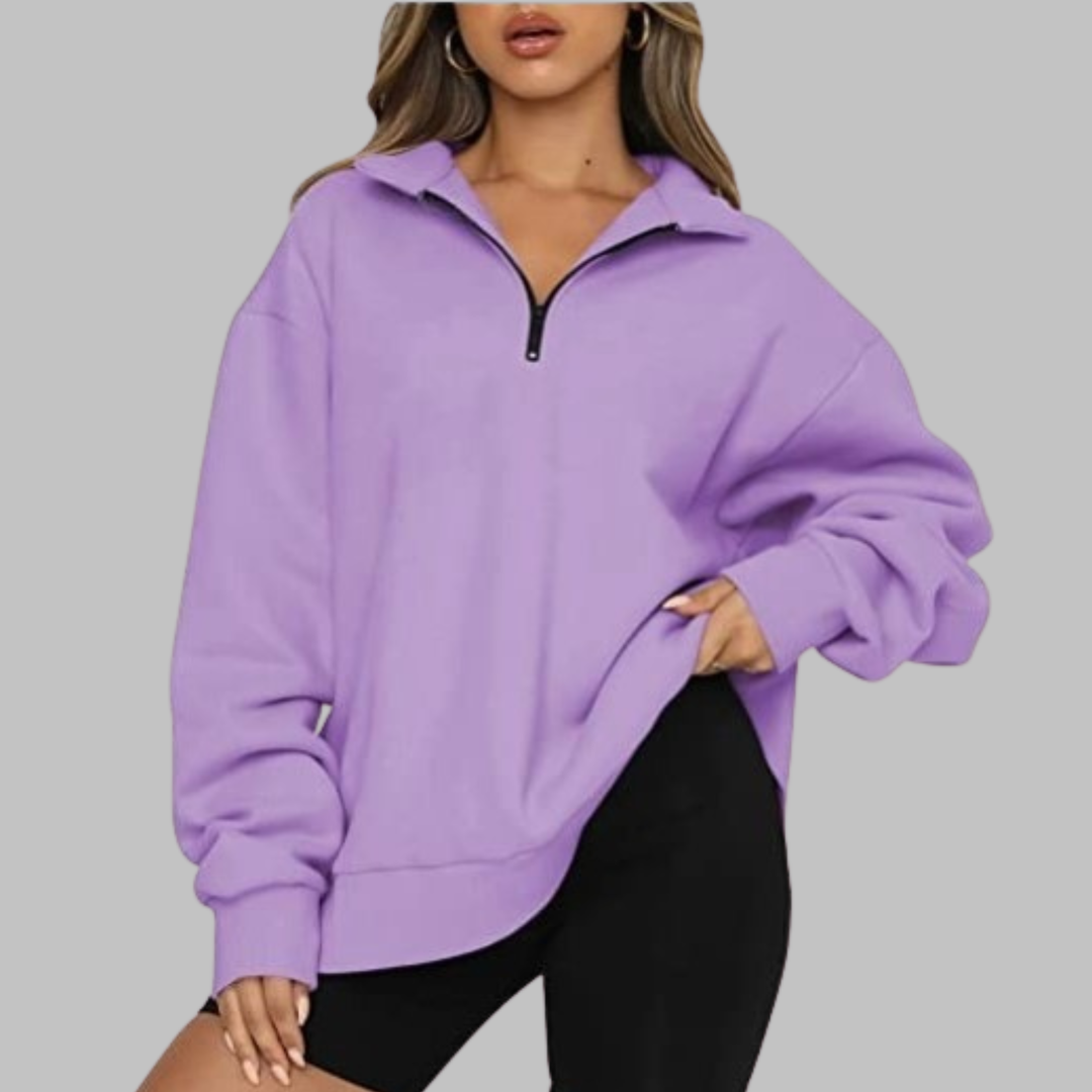 TENLEY™ - Sudadera casual de manga larga con media cremallera y corte oversize