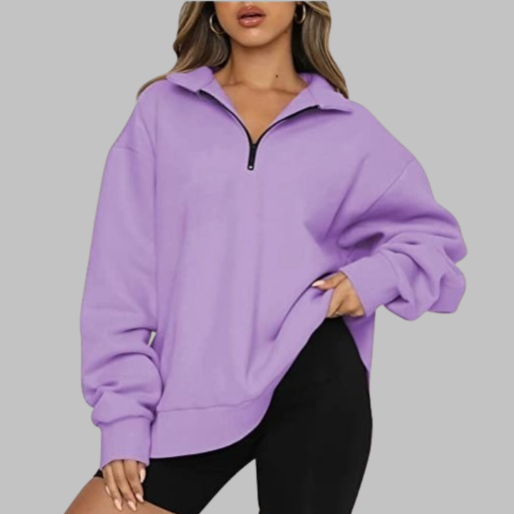 TENLEY™ - Sudadera casual de manga larga con media cremallera y corte oversize