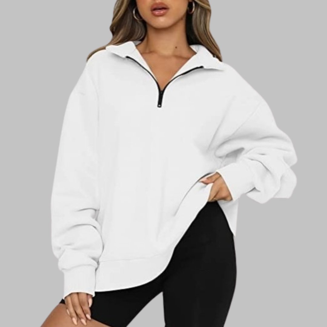TENLEY™ - Sudadera casual de manga larga con media cremallera y corte oversize