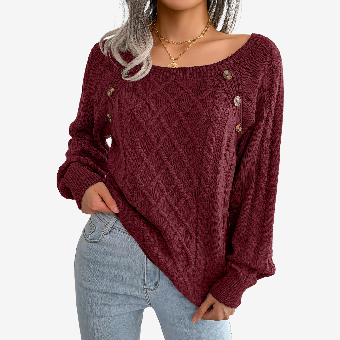 Meli™ sweater med knappedetalje