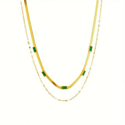 Collar retro de doble capa Sorella Gem | Dorado