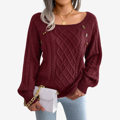 Meli™ sweater med knappedetalje