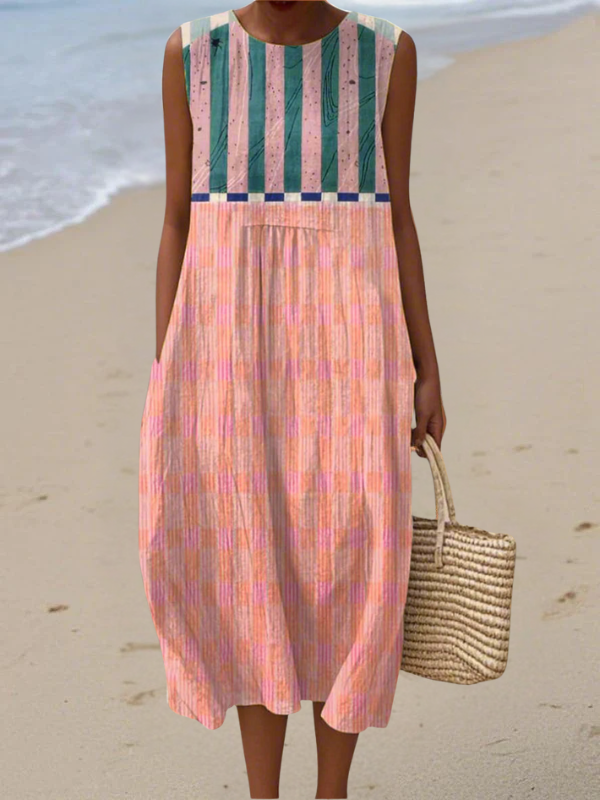 Fern | Striped Pastel Midi Dress