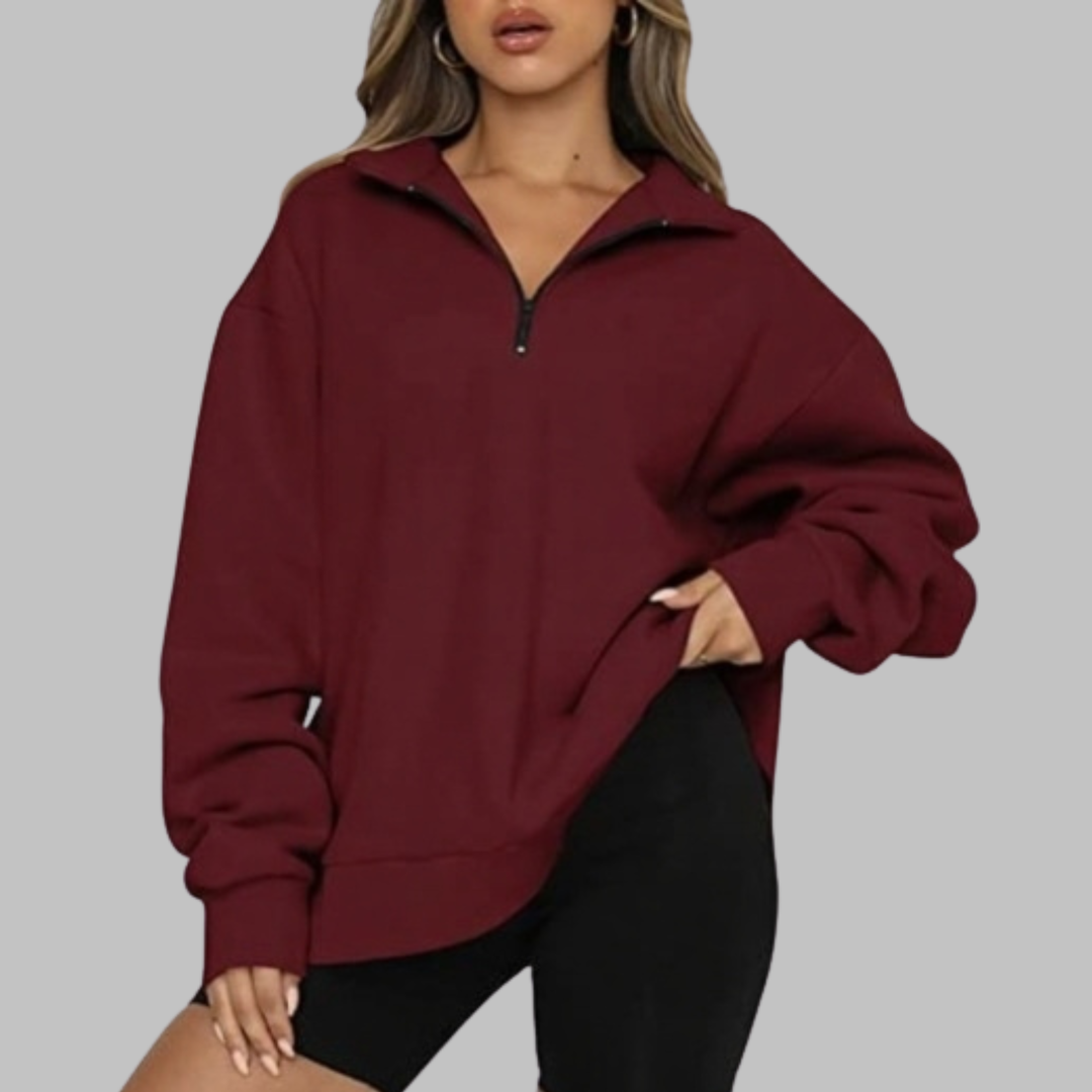 TENLEY™ - Sudadera casual de manga larga con media cremallera y corte oversize