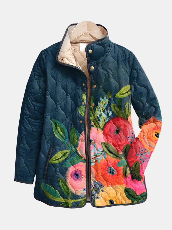 Amaya | Jaqueta Matelassê com Estampa Floral Vintage