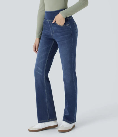 Vaqueros informales de corte bootcut, de talle alto, con bolsillos y lavado Premium Wash™
