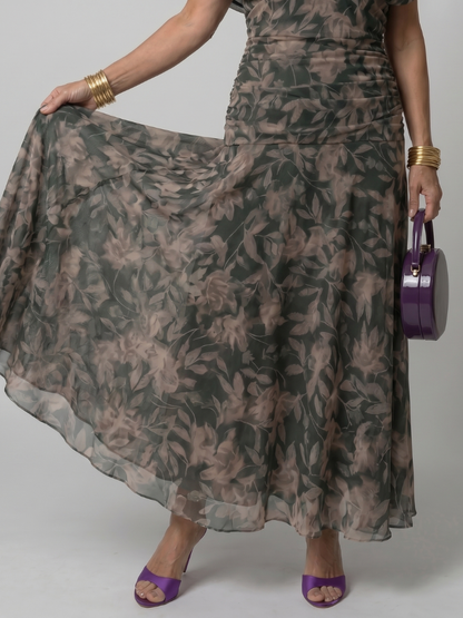 Calen | Off-shoulder flydende midi-kjole