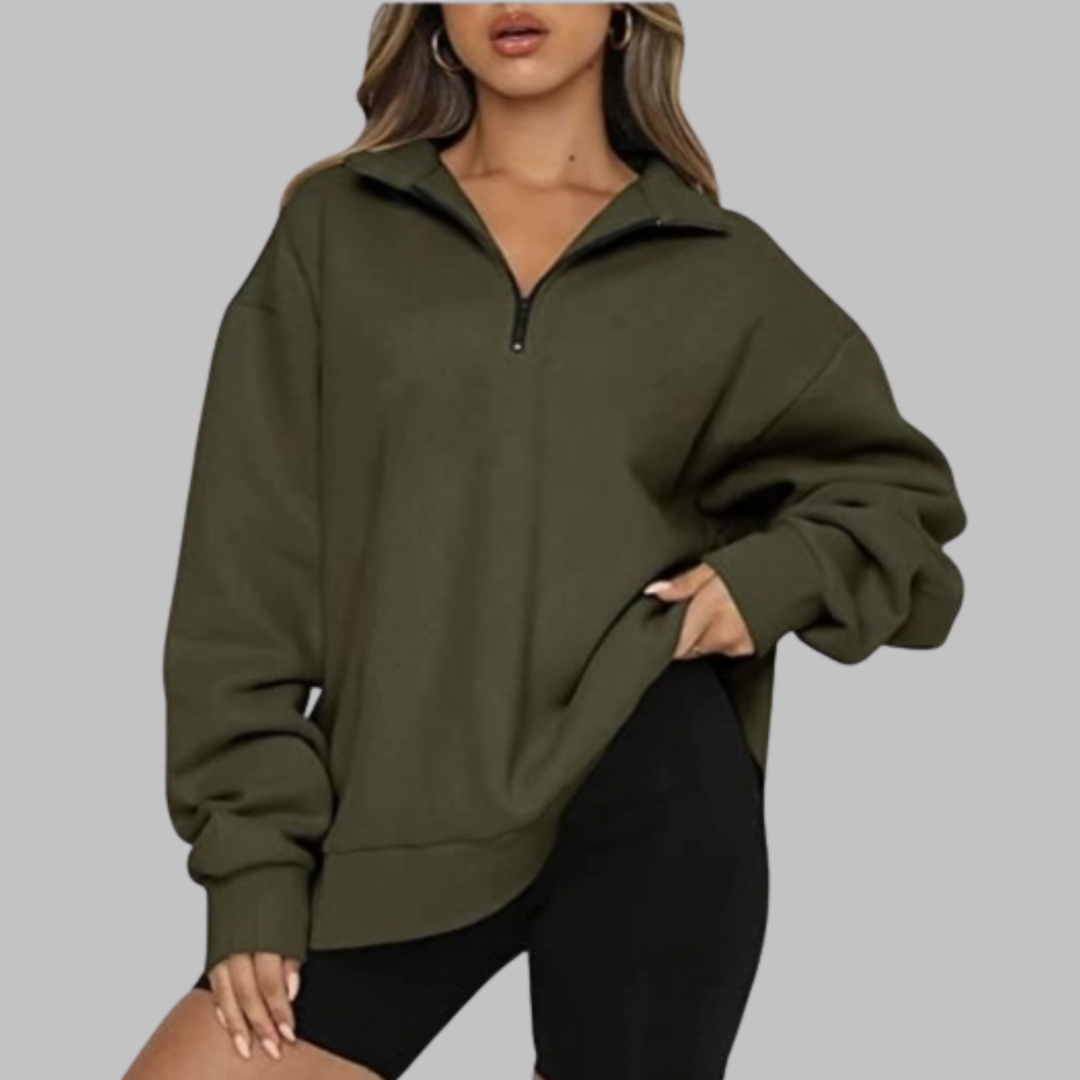 TENLEY™ - Sudadera casual de manga larga con media cremallera y corte oversize