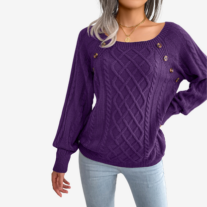 Meli™ sweater med knappedetalje