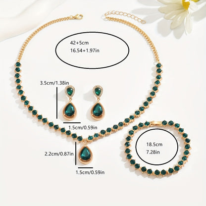 Conjunto de joyería elegante de cristal geométrico